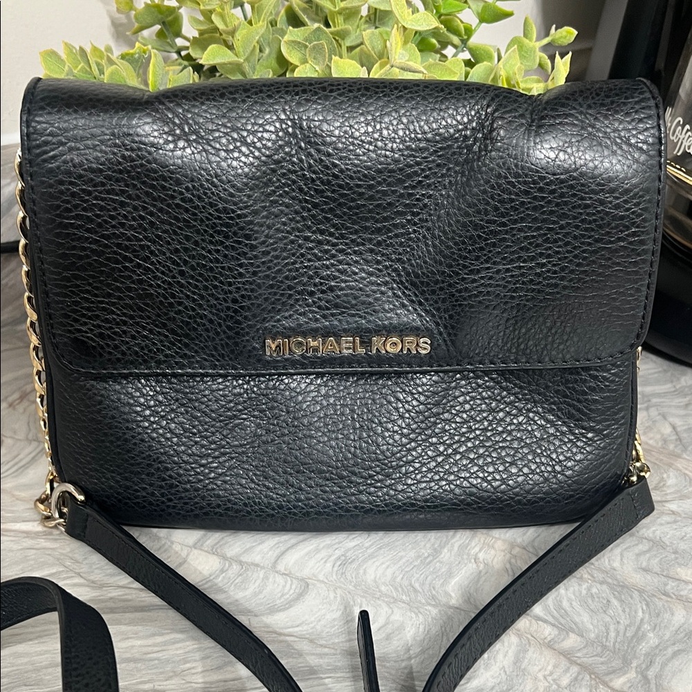 Michael Kors Black Pebbled Leather Crossbody Bag